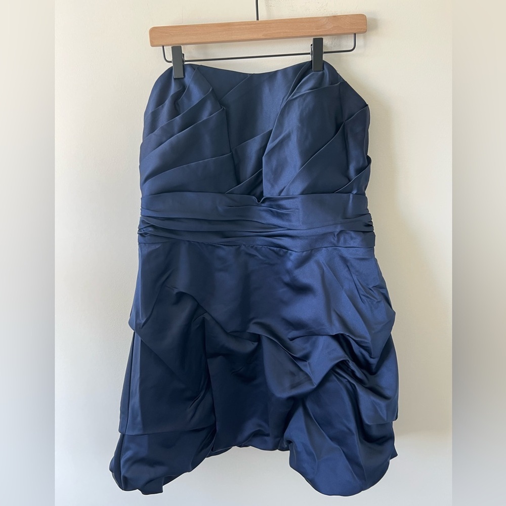 David’s Bridal Strapless Navy Blue Dress Size 16